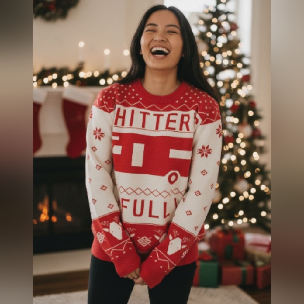 🎅 National Lampoons Ugly Christmas Vacation Sweater Funny Shitters Full Euc